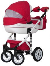 Детская коляска 2 в 1 Riko Brano Ecco 20 Sport Red (белая кожа – красная ткань)